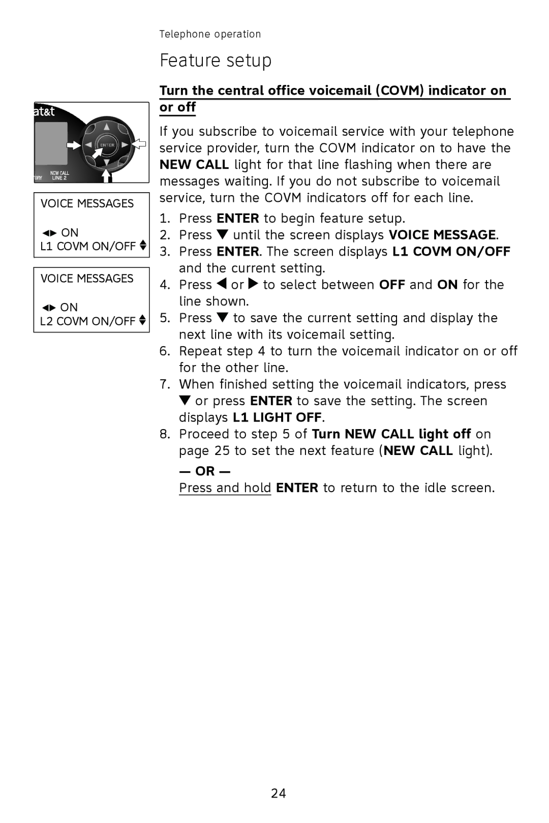 AT&T 993 2-Line user manual Turn the central office voicemail Covm indicator on or off 