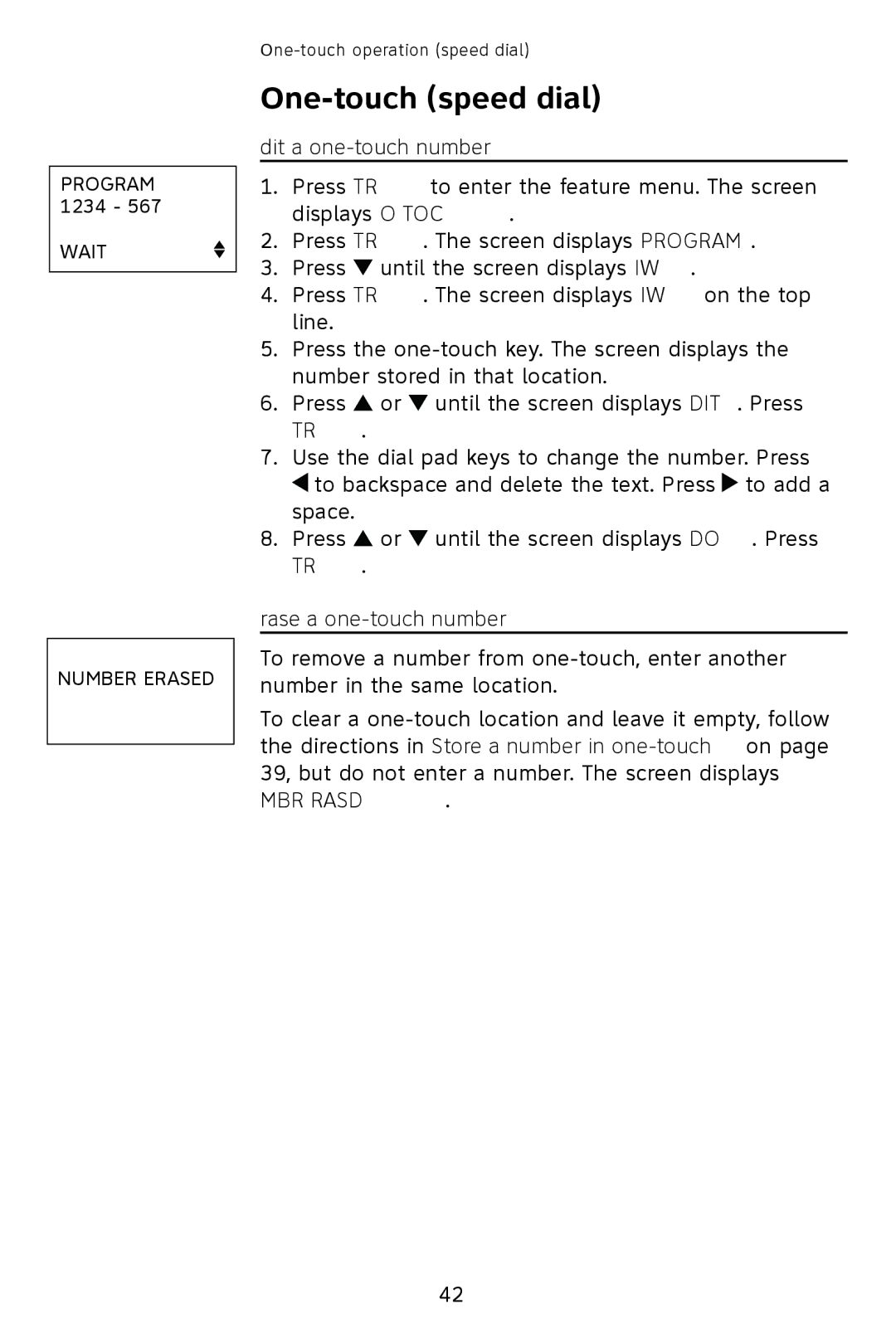 AT&T 993 2-Line user manual Edit a one-touch number, Erase a one-touch number 