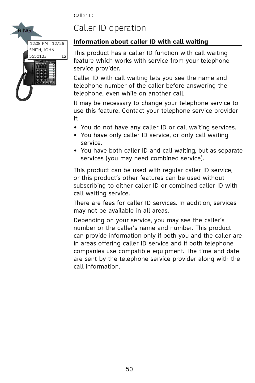 AT&T 993 2-Line user manual Caller ID operation, Information about caller ID with call waiting 