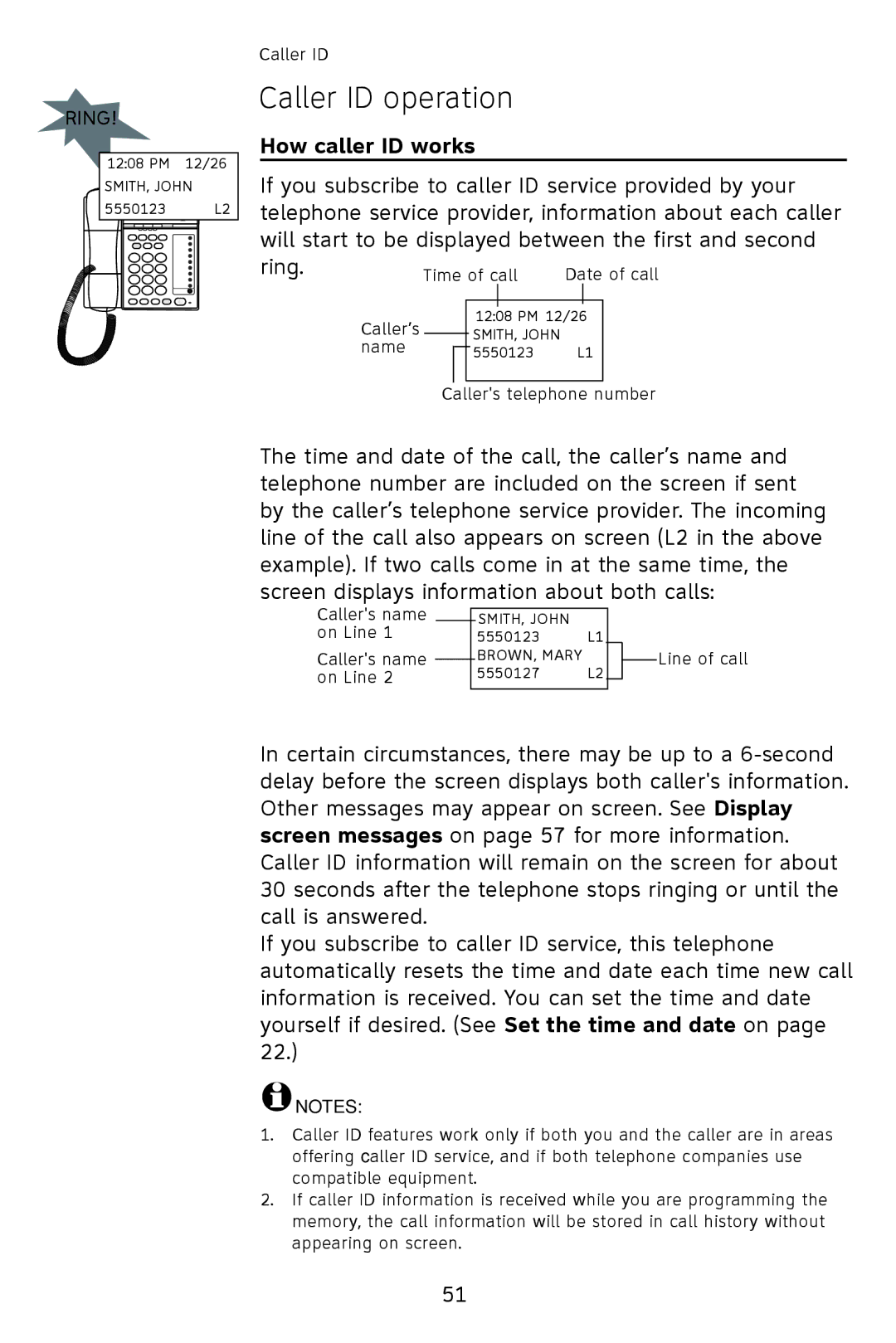 AT&T 993 2-Line user manual How caller ID works 