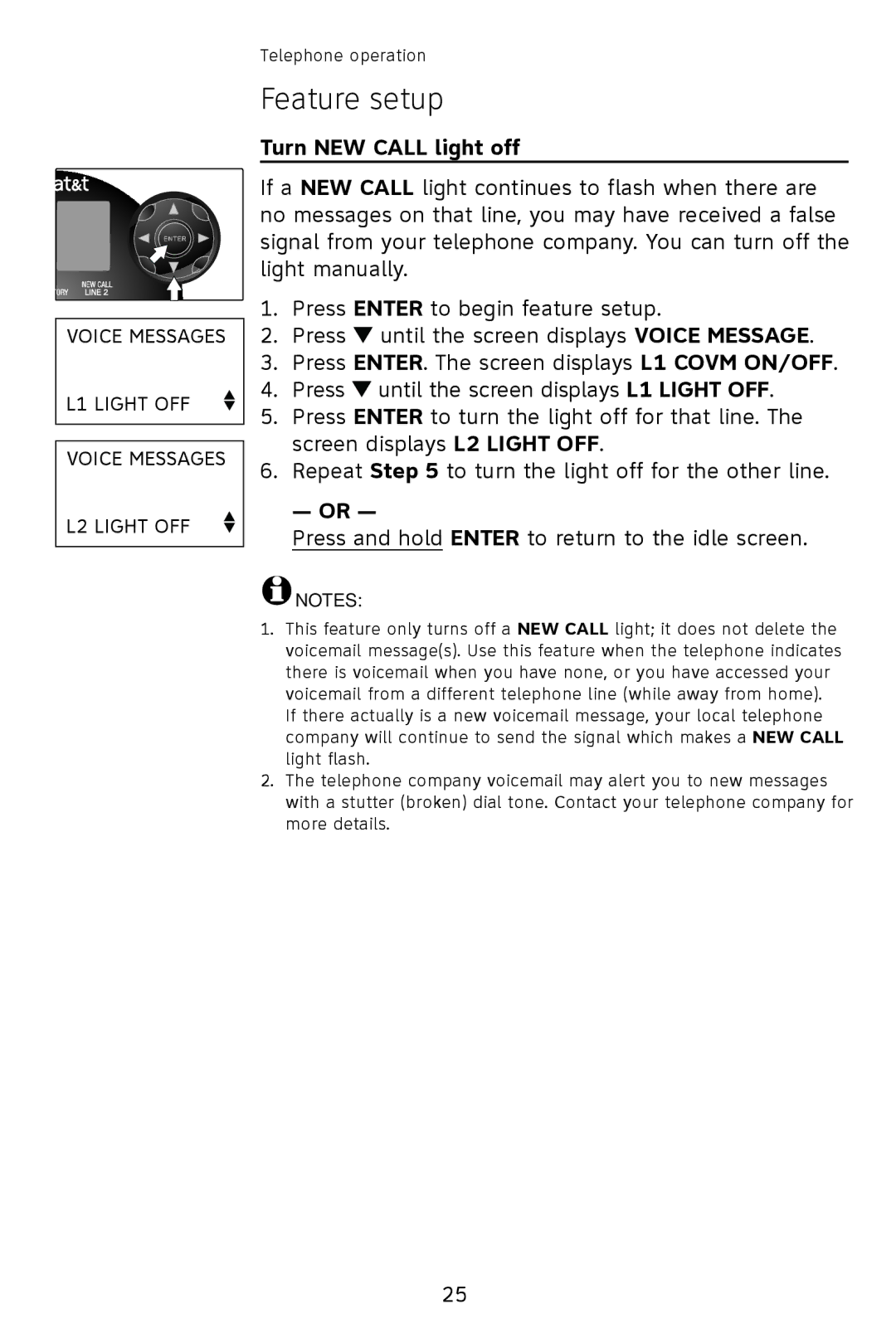 AT&T 993 user manual Turn NEW Call light off 