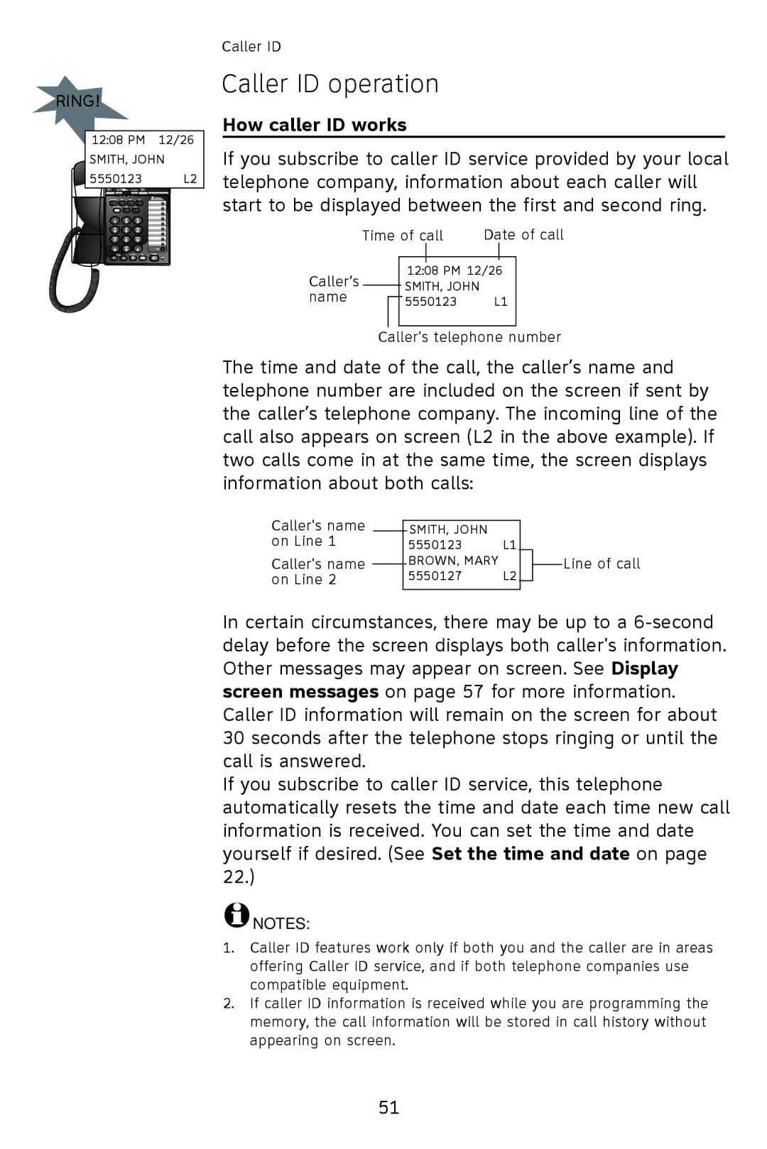 AT&T 993 user manual How caller ID works 