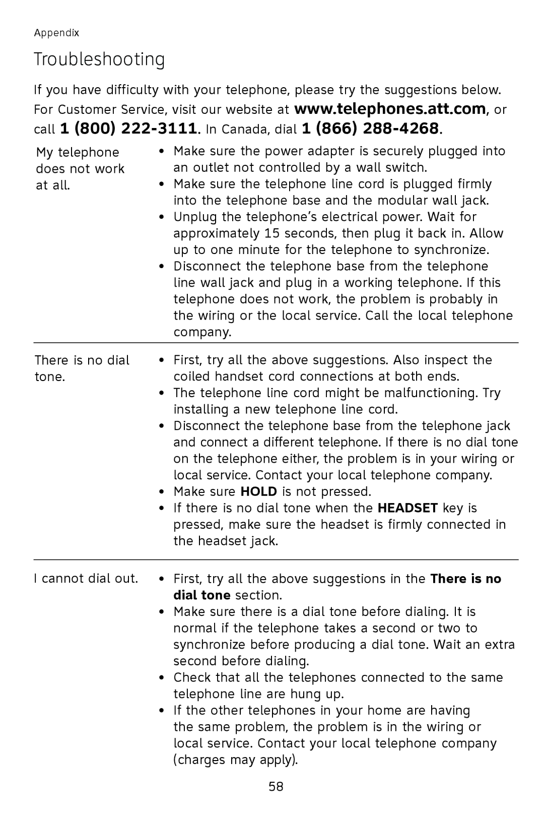 AT&T 993 user manual Troubleshooting 