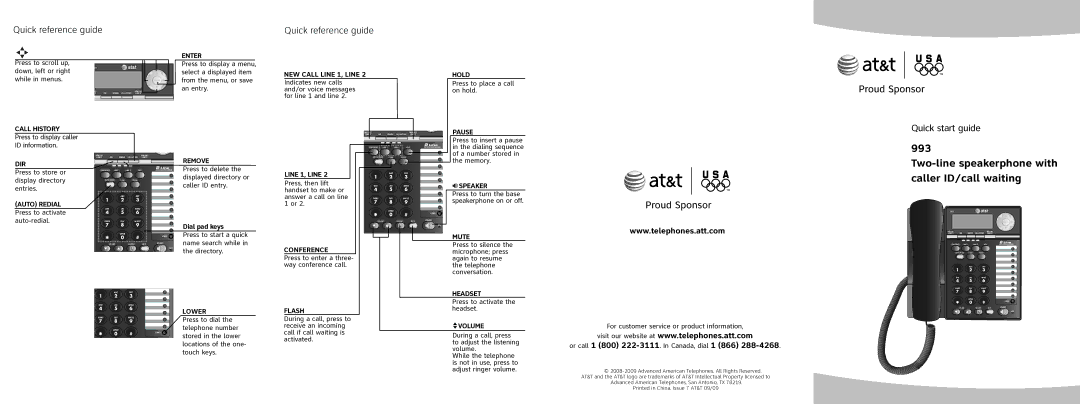 AT&T 993 quick start Quick reference guide, Quick start guide 