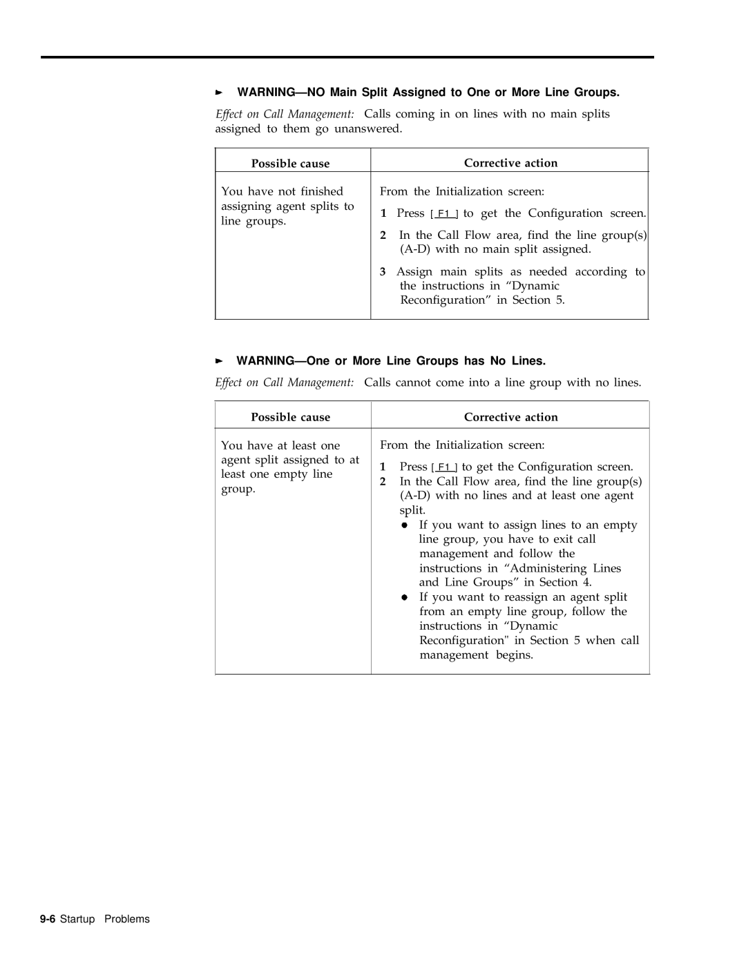 AT&T 999-501-149 system manual 6Startup Problems 