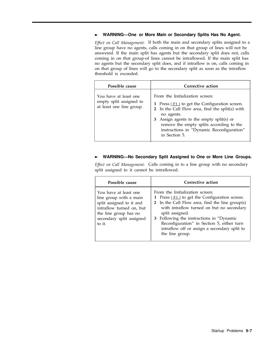 AT&T 999-501-149 system manual Possible cause 