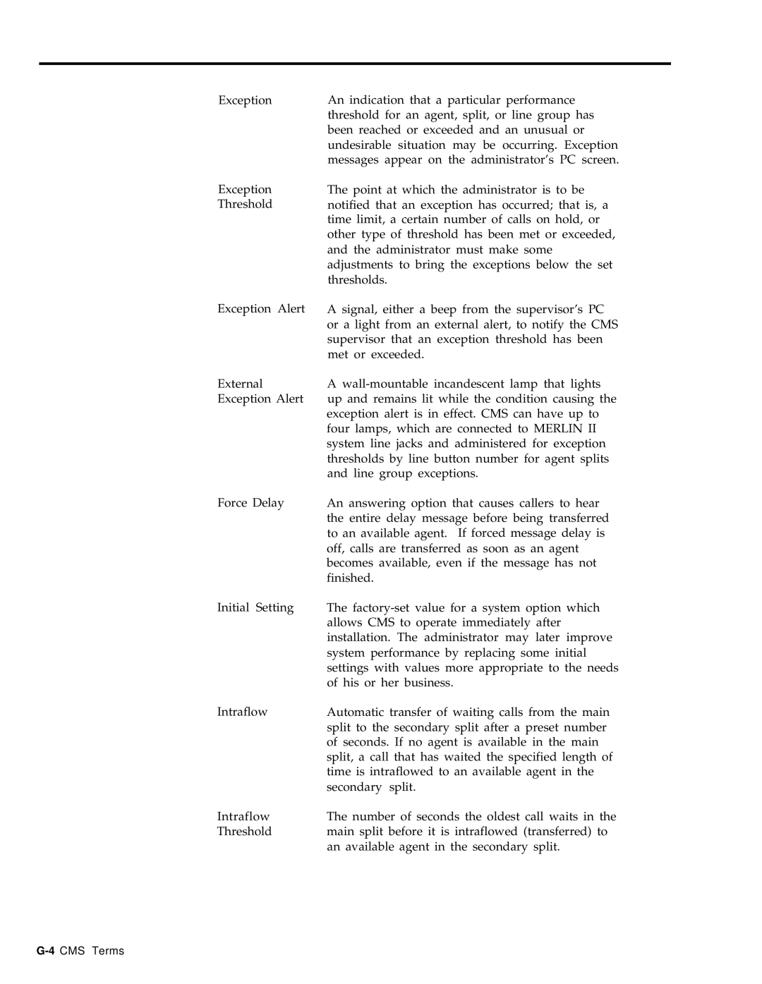 AT&T 999-501-149 system manual 4CMS Terms 