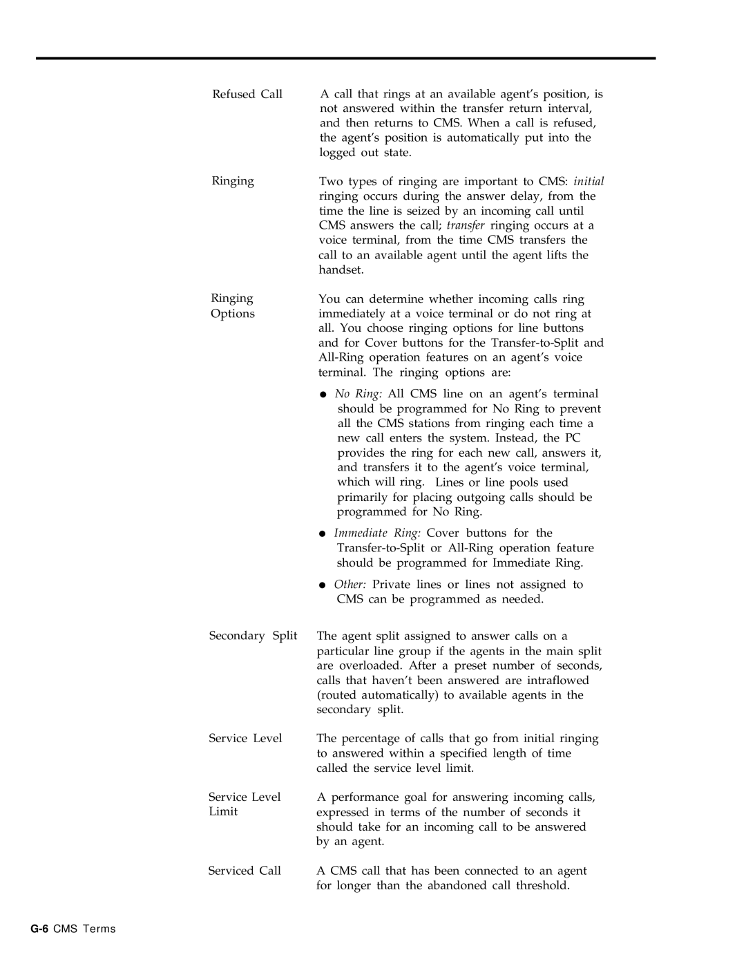 AT&T 999-501-149 system manual 6CMS Terms 