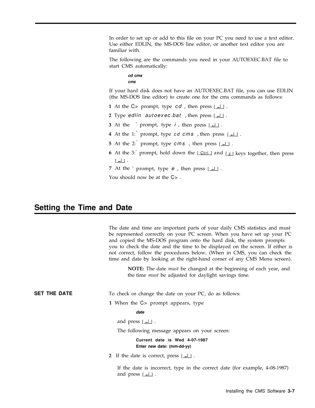 AT&T 999-501-149 system manual Setting the Time and Date, SET the Date 