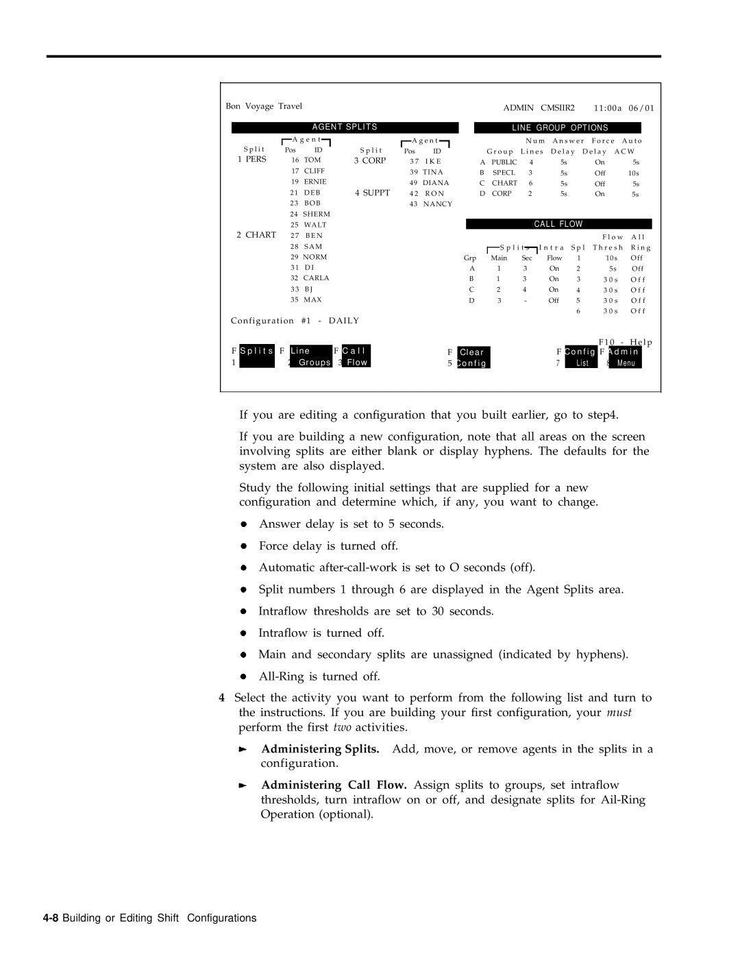 AT&T 999-501-149 system manual Agent Splits Line Group Options, Call Flow 