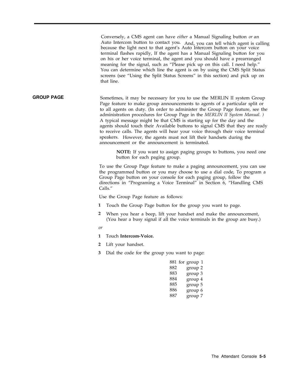 AT&T 999-501-149 system manual Group, Touch Intercom-Voice 