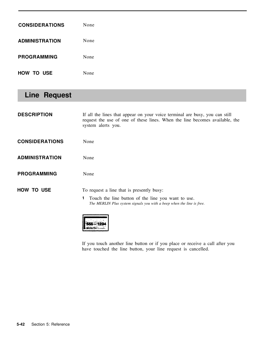 AT&T 999-507-144 system manual Line Request 