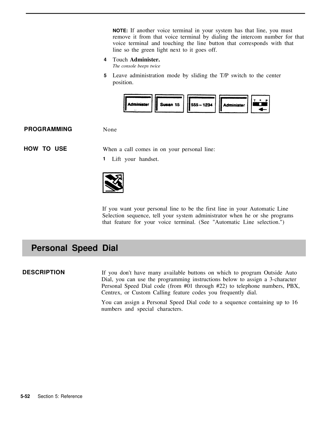 AT&T 999-507-144 system manual Personal Speed Dial, Programming HOW to USE 