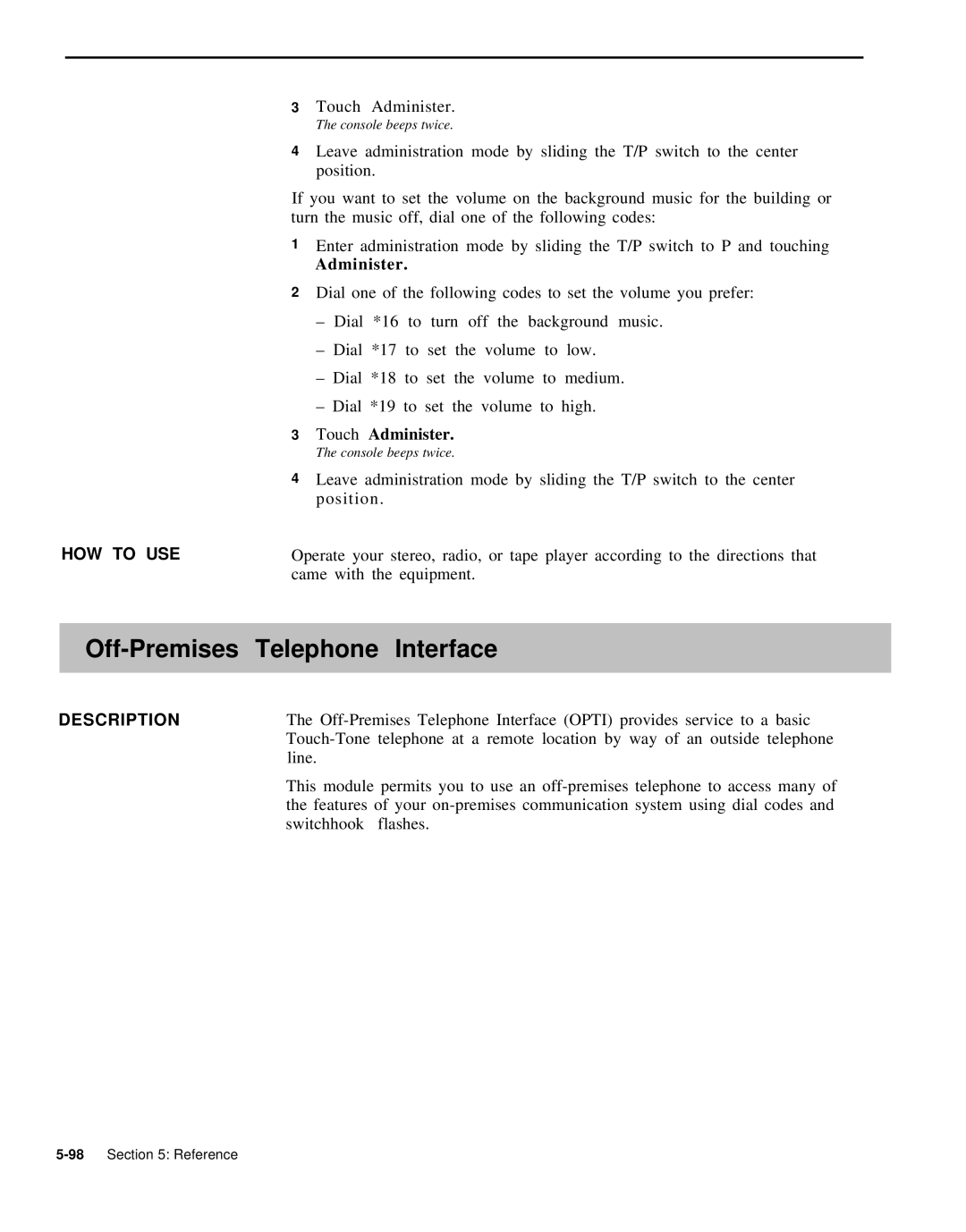 AT&T 999-507-144 system manual Off-Premises Telephone Interface 