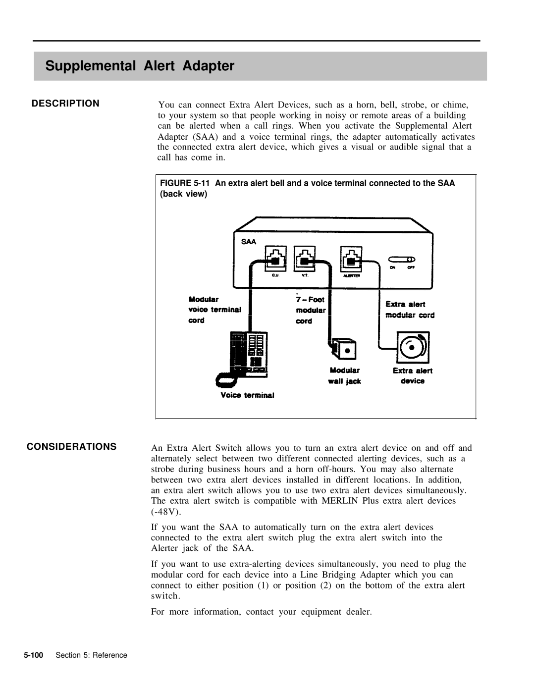 AT&T 999-507-144 system manual Supplemental Alert Adapter, Considerations 