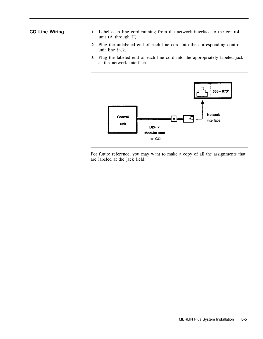 AT&T 999-507-144 system manual CO Line Wiring 