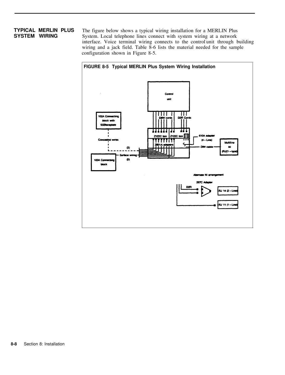 AT&T 999-507-144 system manual Typical Merlin Plus System Wiring Installation 