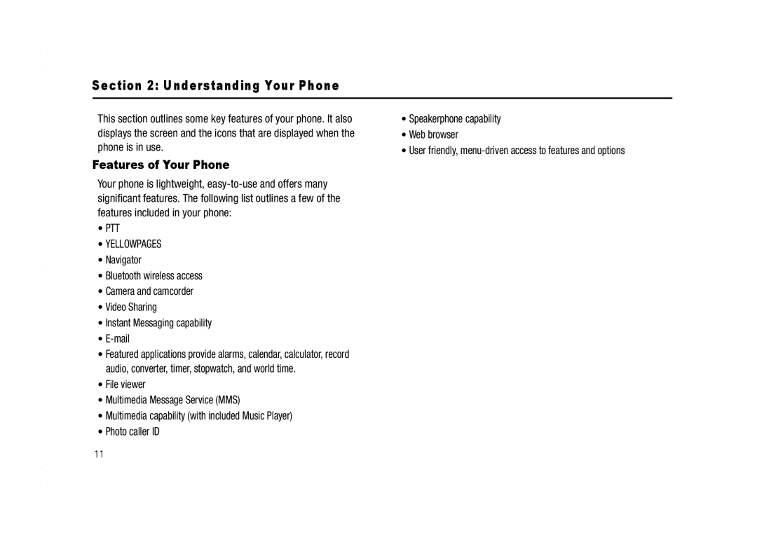 AT&T A837 Rugby user manual Understanding Your Phone, Features of Your Phone 