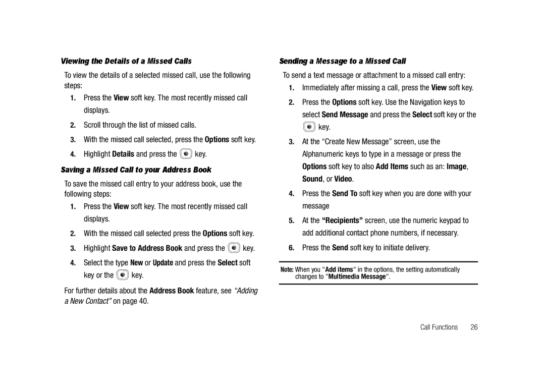 AT&T A837 Rugby user manual Viewing the Details of a Missed Calls, Highlight Details and press the key 