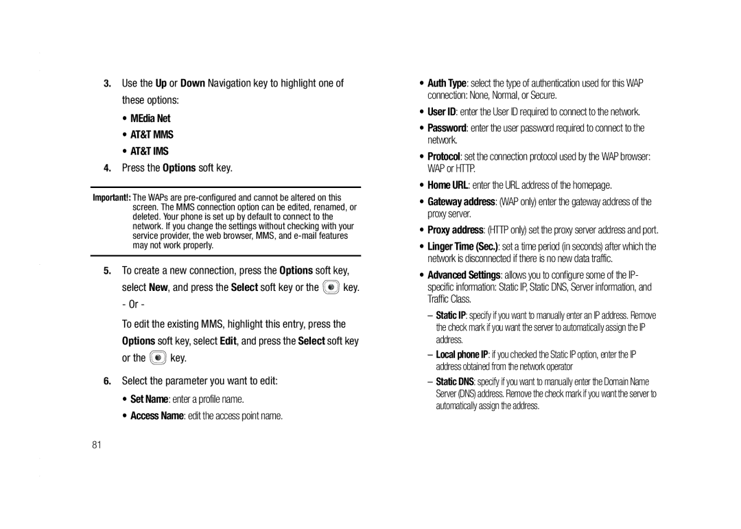 AT&T A837 Rugby user manual Press the Options soft key, Connection None, Normal, or Secure 