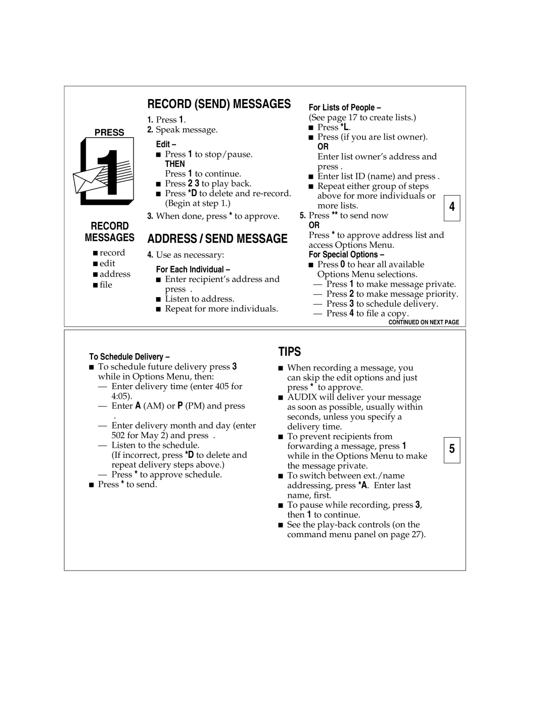 AT&T Answering Machine manual Record Send Messages, Record Messages, Then 