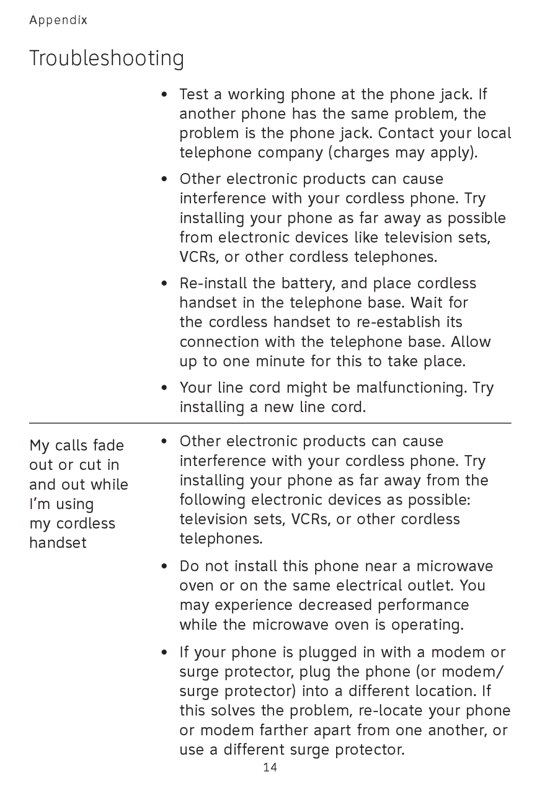 AT&T AT3101 user manual Test a working phone at the phone jack. If 