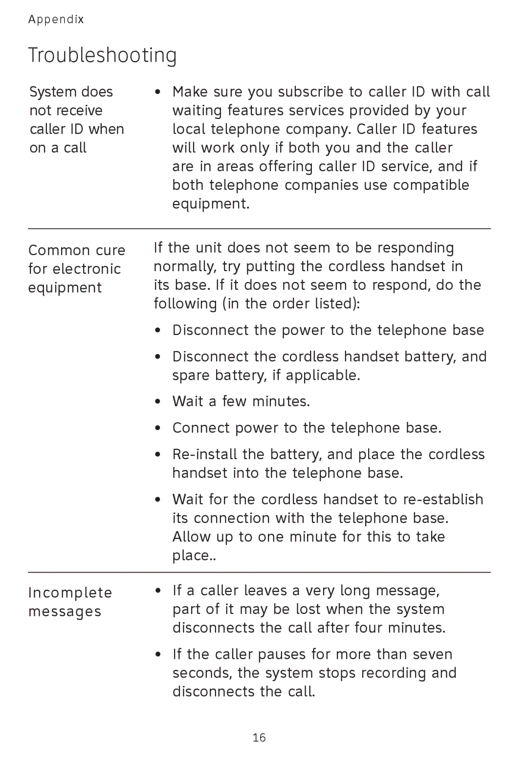 AT&T AT3101 user manual Troubleshooting 