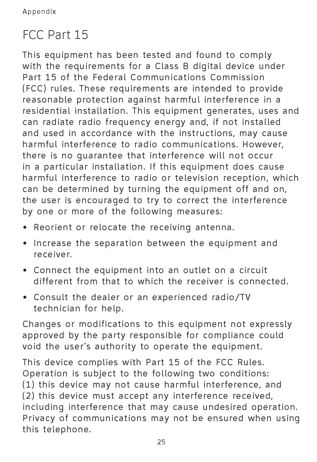 AT&T AT3101 user manual FCC Part 