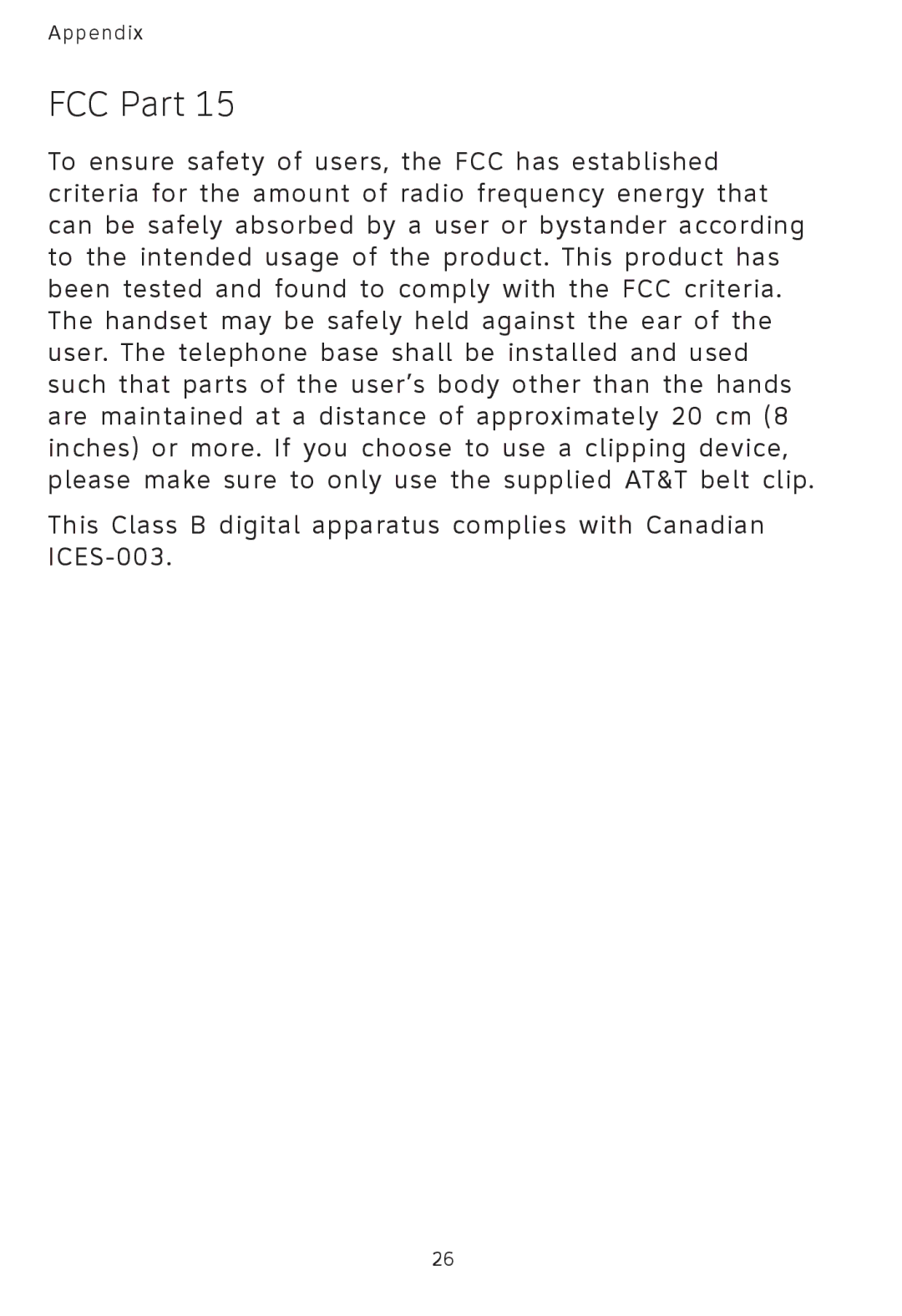 AT&T AT3101 user manual FCC Part 