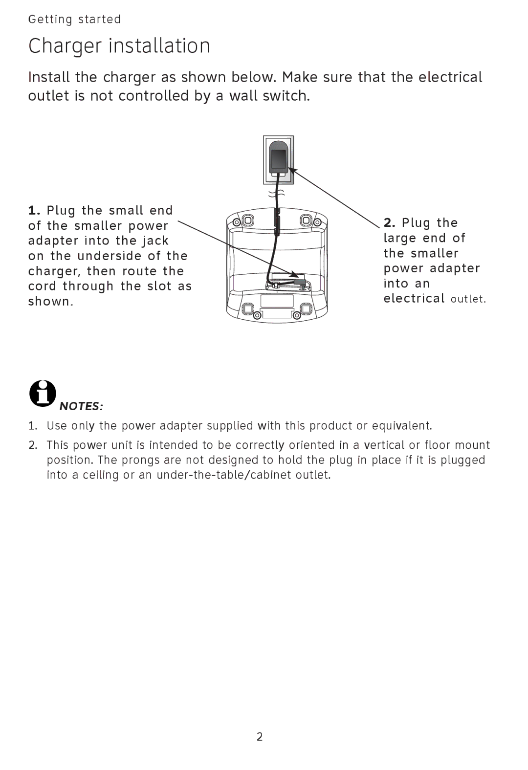 AT&T AT3101 user manual Charger installation 