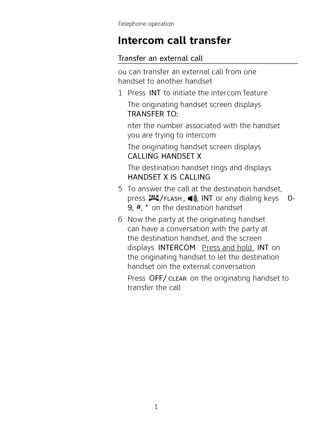 AT&T AT3111-2 user manual Intercom call transfer, Transfer an external call, Transfer to 