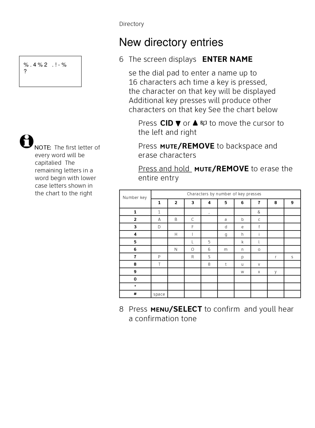 AT&T AT3111-2 user manual Enter Name 