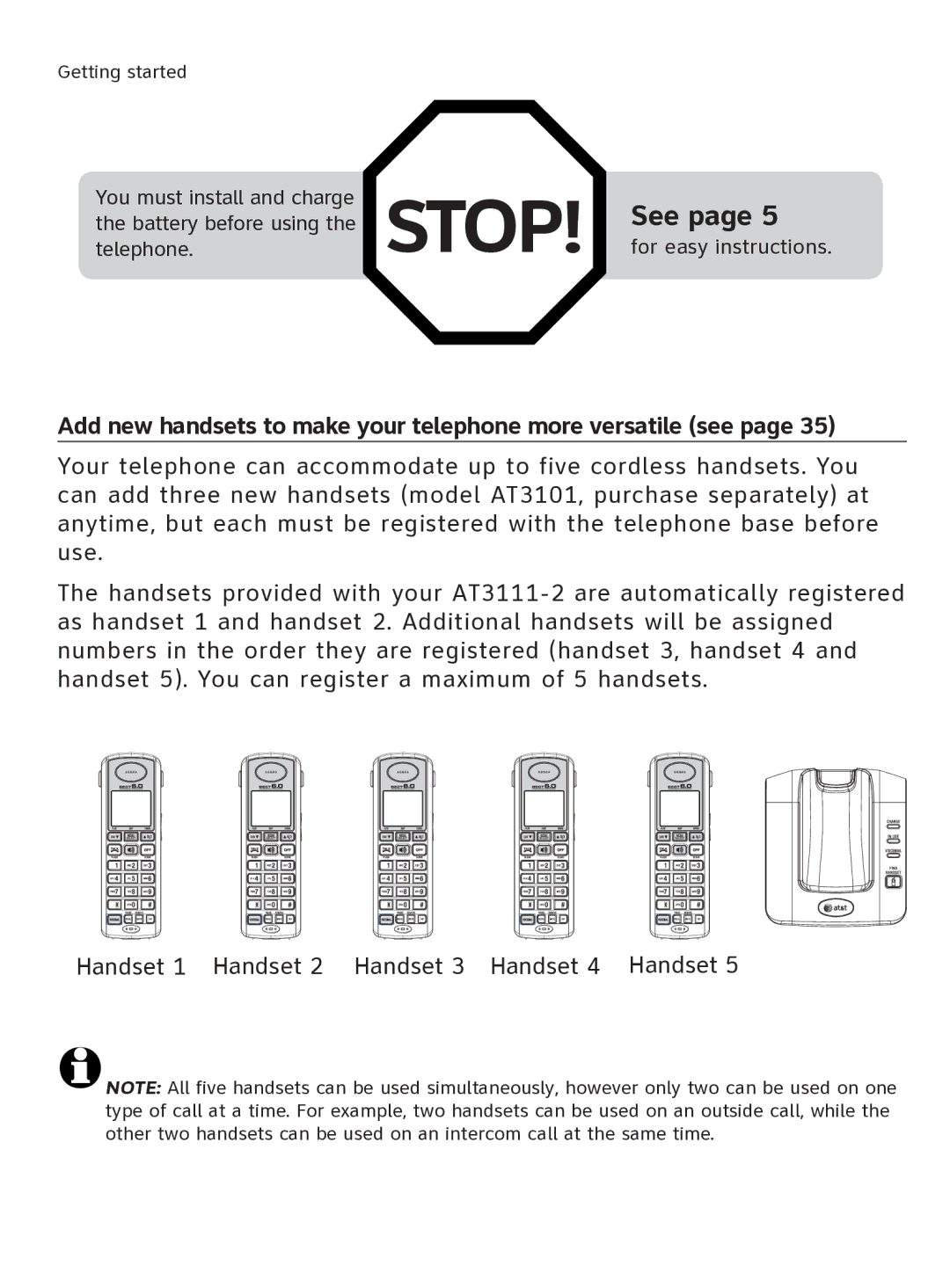 AT&T AT3111-2 user manual Stop, Add new handsets to make your telephone more versatile see 