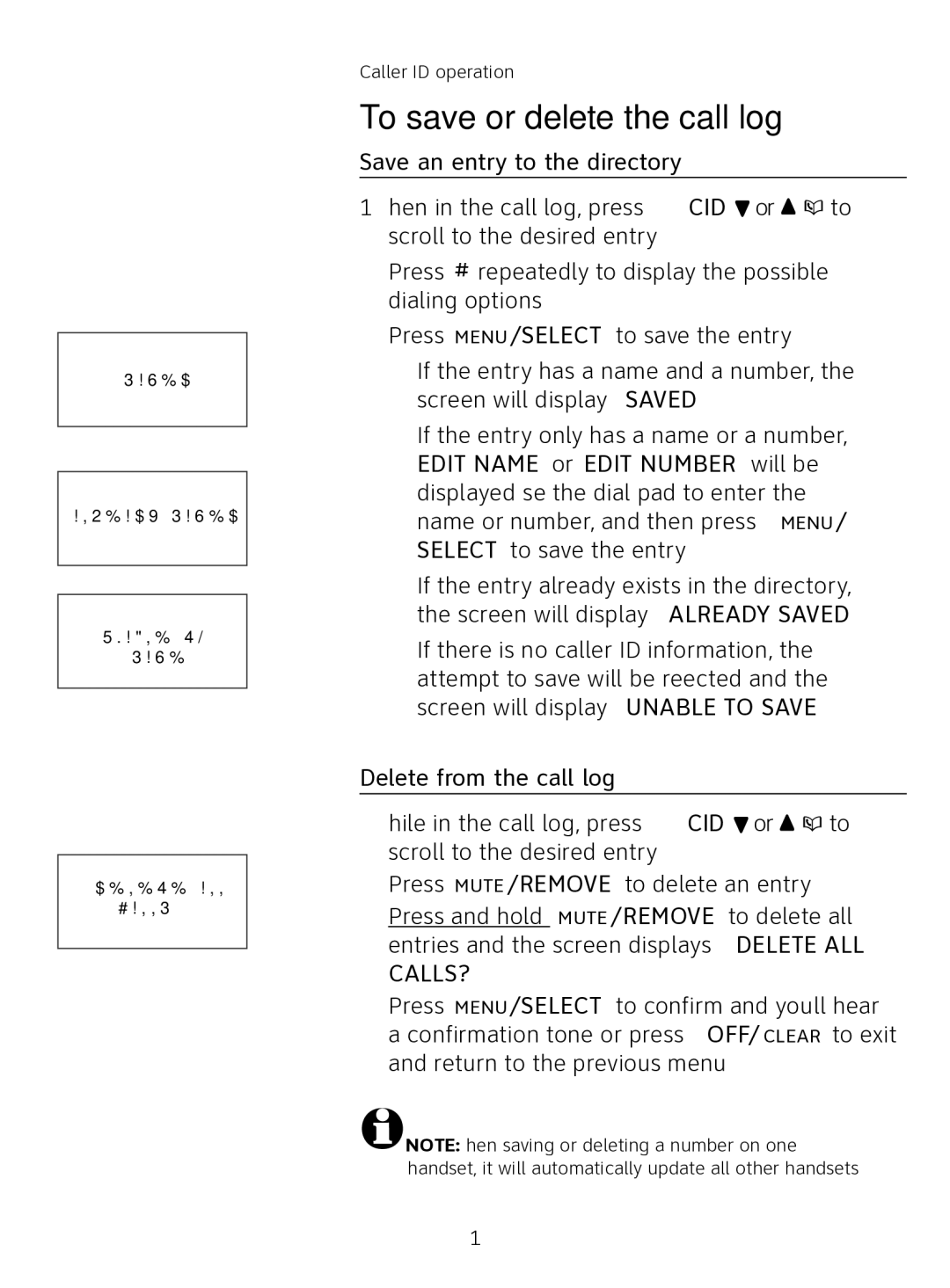 AT&T AT3111-2 user manual To save or delete the call log, Save an entry to the directory, Delete from the call log, Calls? 