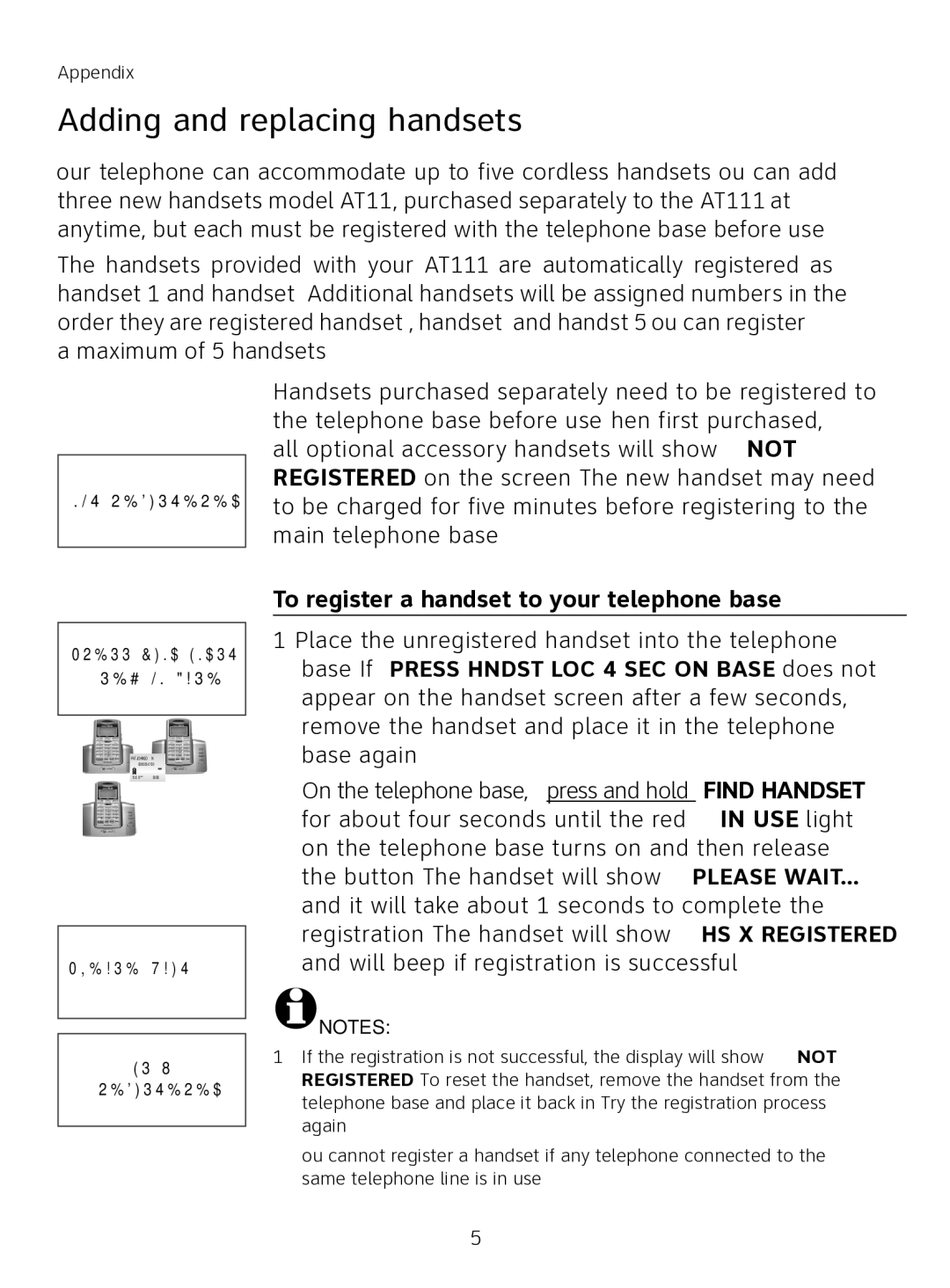 AT&T AT3111-2 user manual Adding and replacing handsets, To register a handset to your telephone base 