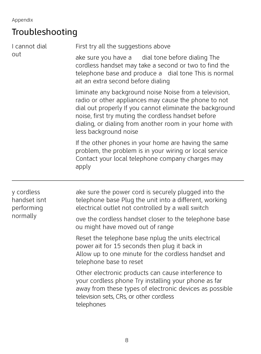 AT&T AT3111-2 user manual Troubleshooting 