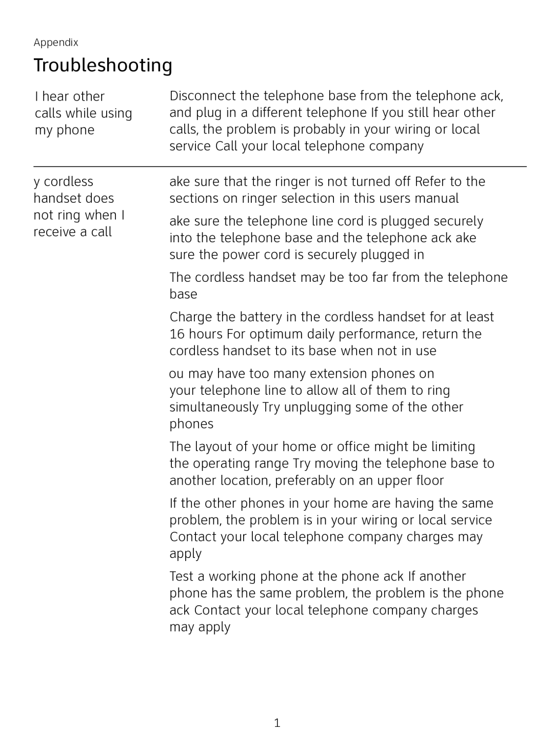 AT&T AT3111-2 user manual Troubleshooting 