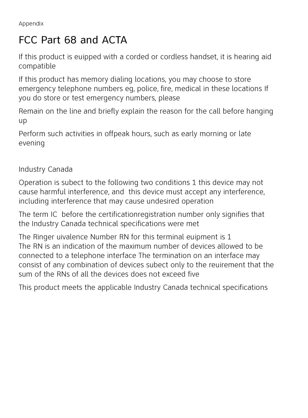 AT&T AT3111-2 user manual FCC Part 68 and Acta 