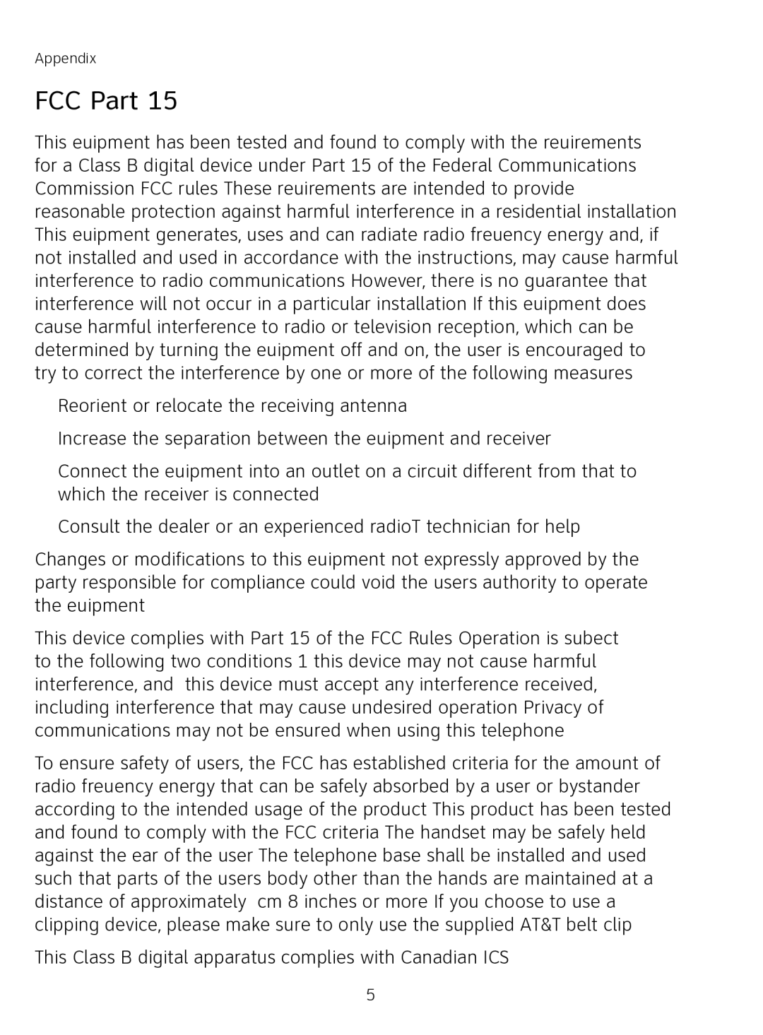 AT&T AT3111-2 user manual FCC Part 