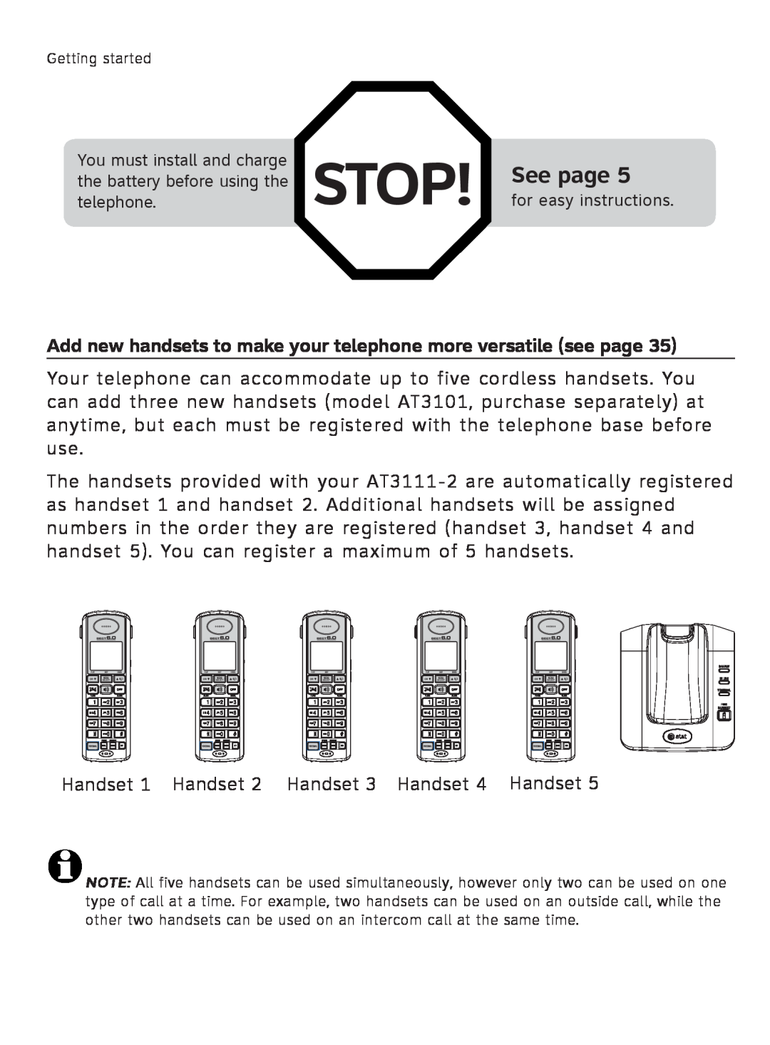 AT&T AT3111-2 user manual Stop, See page 