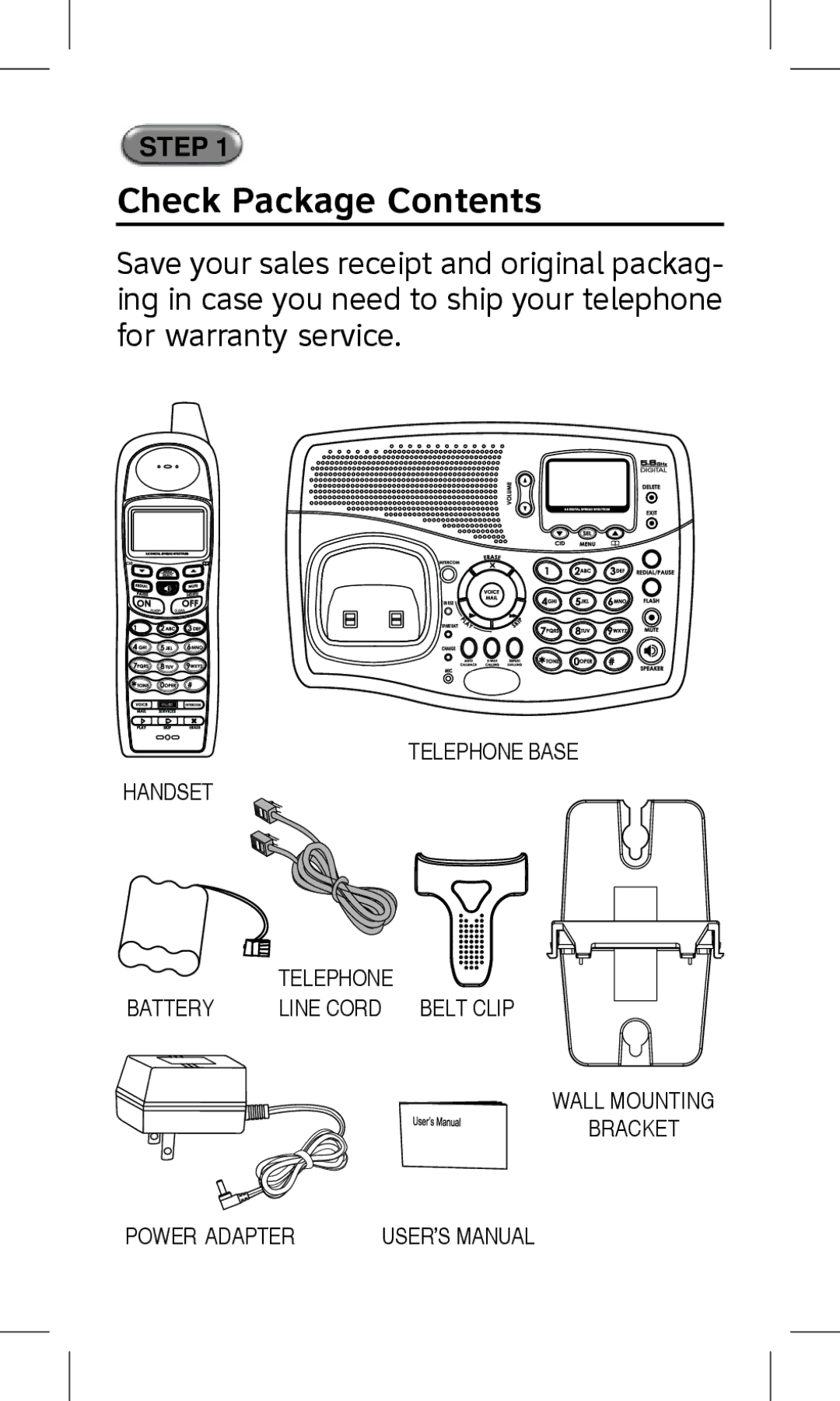 AT&T AT5872 quick start Check Package Contents 