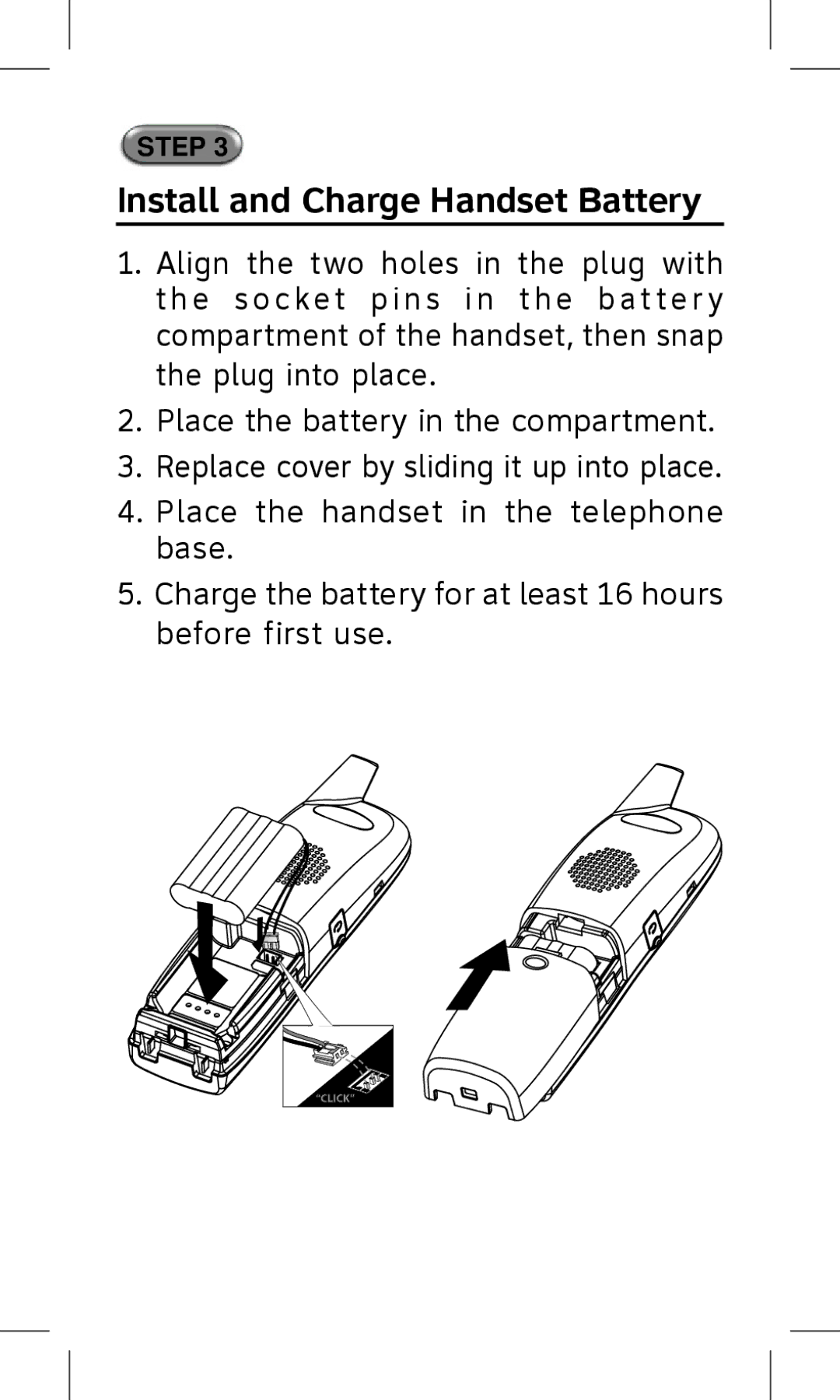 AT&T AT5872 quick start Install and Charge Handset Battery 