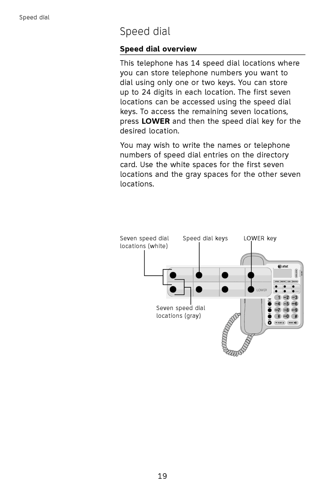 AT&T ATCL2909 user manual Speed dial overview 