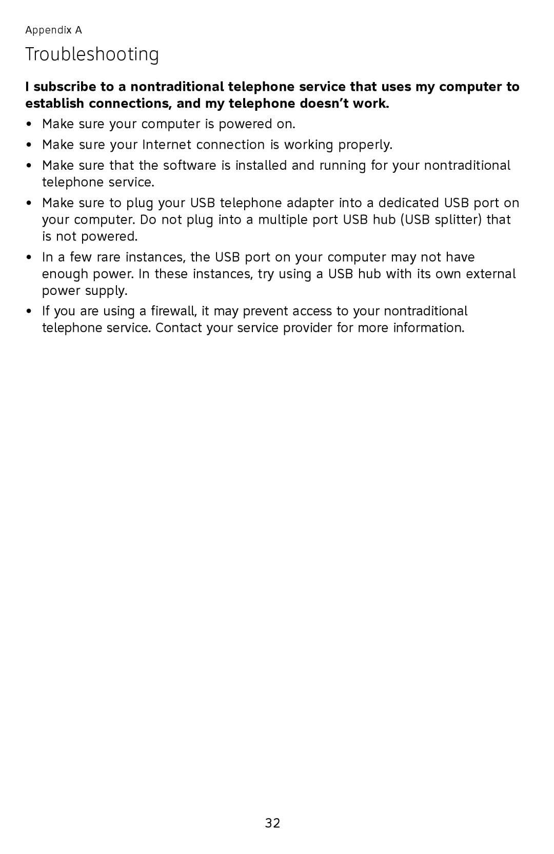 AT&T ATCL2909 user manual Troubleshooting 