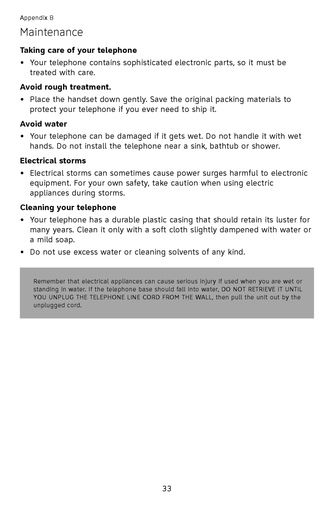 AT&T ATCL2909 user manual Maintenance 