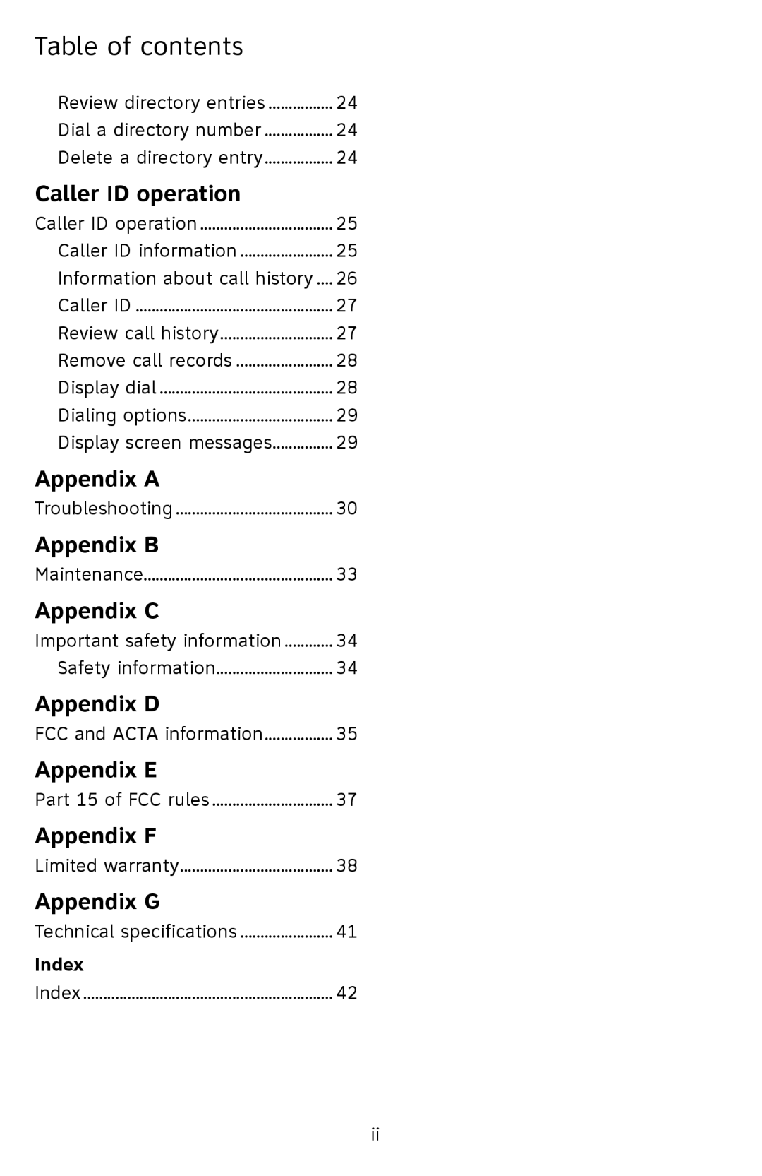 AT&T ATCL2909 user manual Caller ID operation, Index 