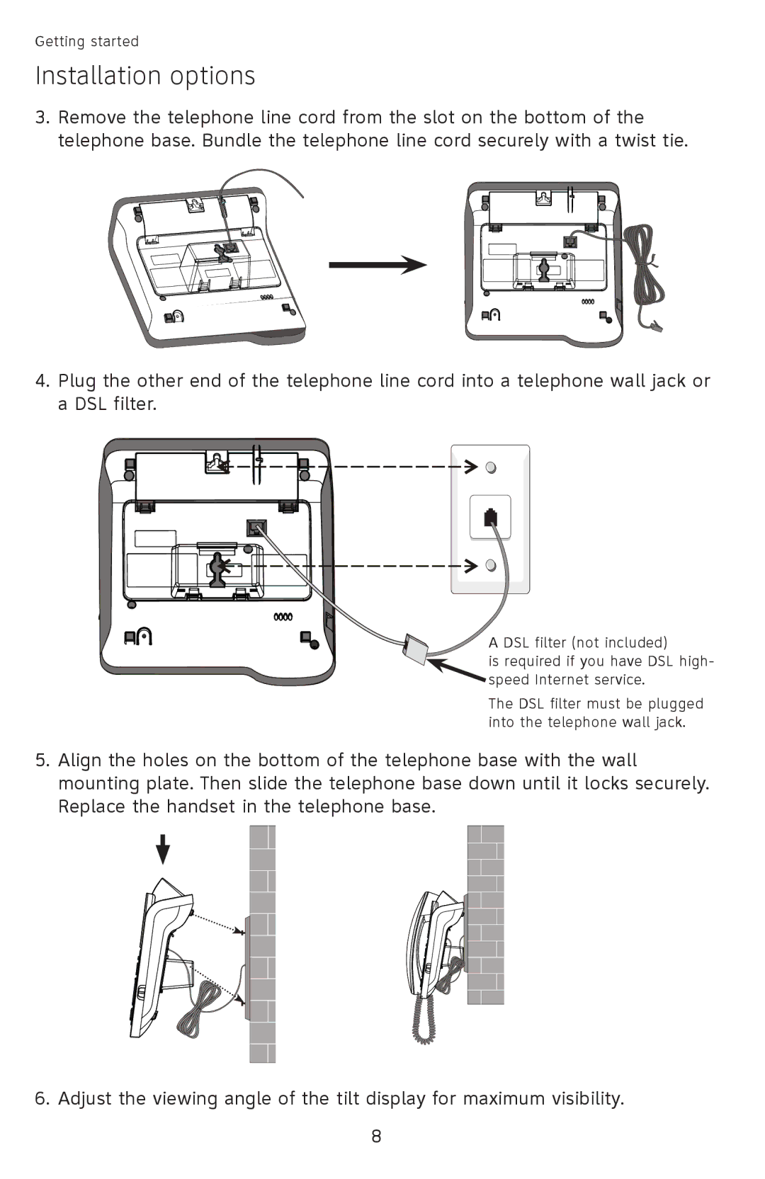 AT&T 210WH, ATCL2940, 210 BLK user manual Installation options 