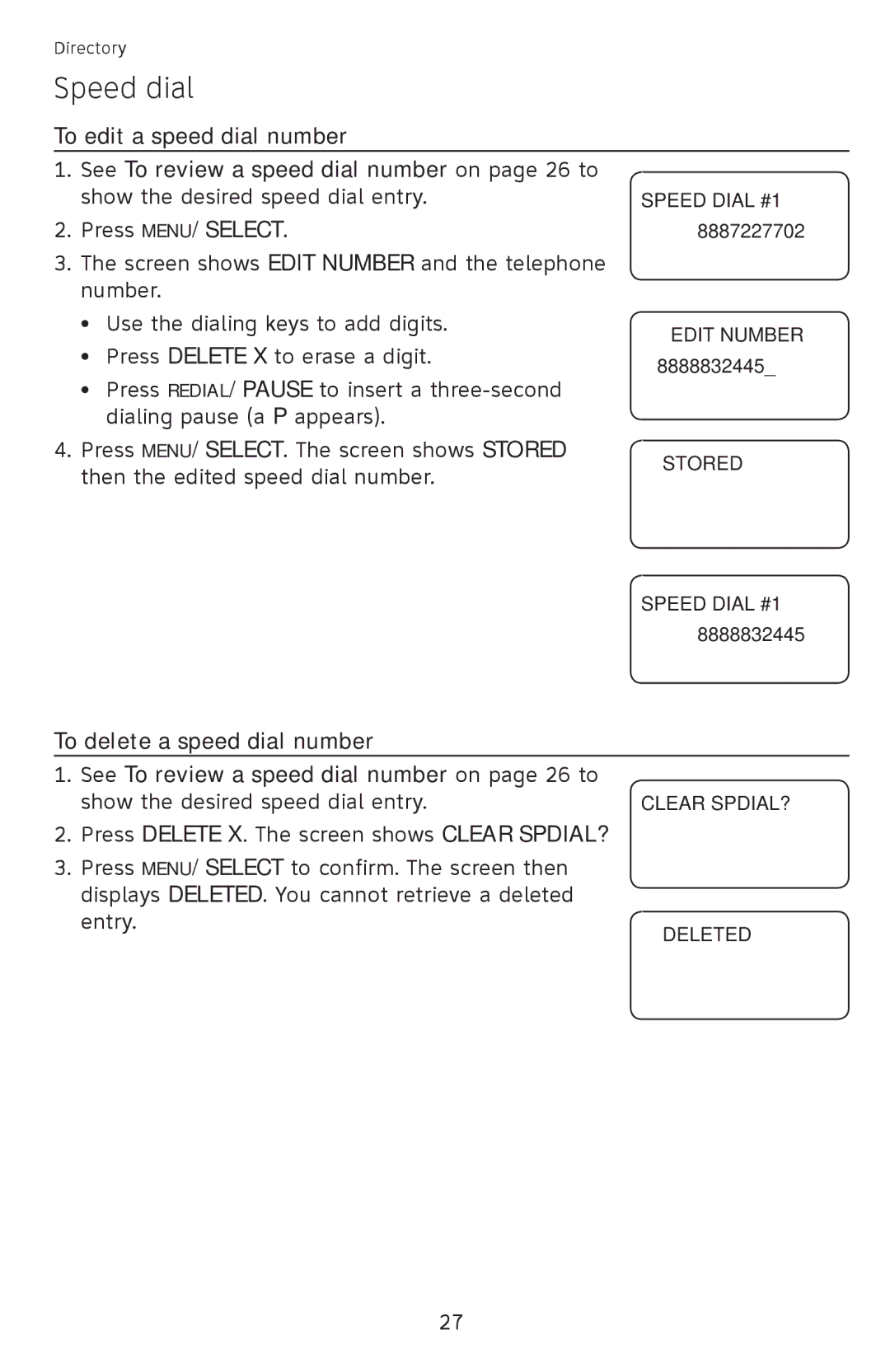 AT&T 210 BLK, ATCL2940, 210WH user manual Show the desired speed dial entry 