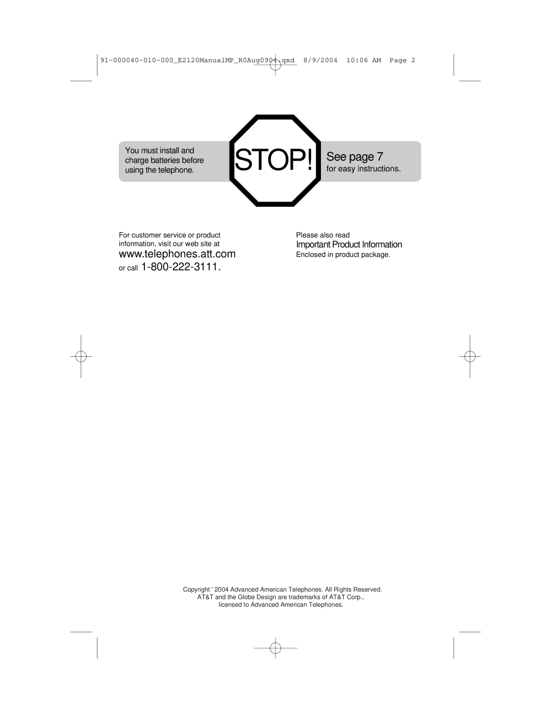 AT&T ATT-E2120 user manual See 