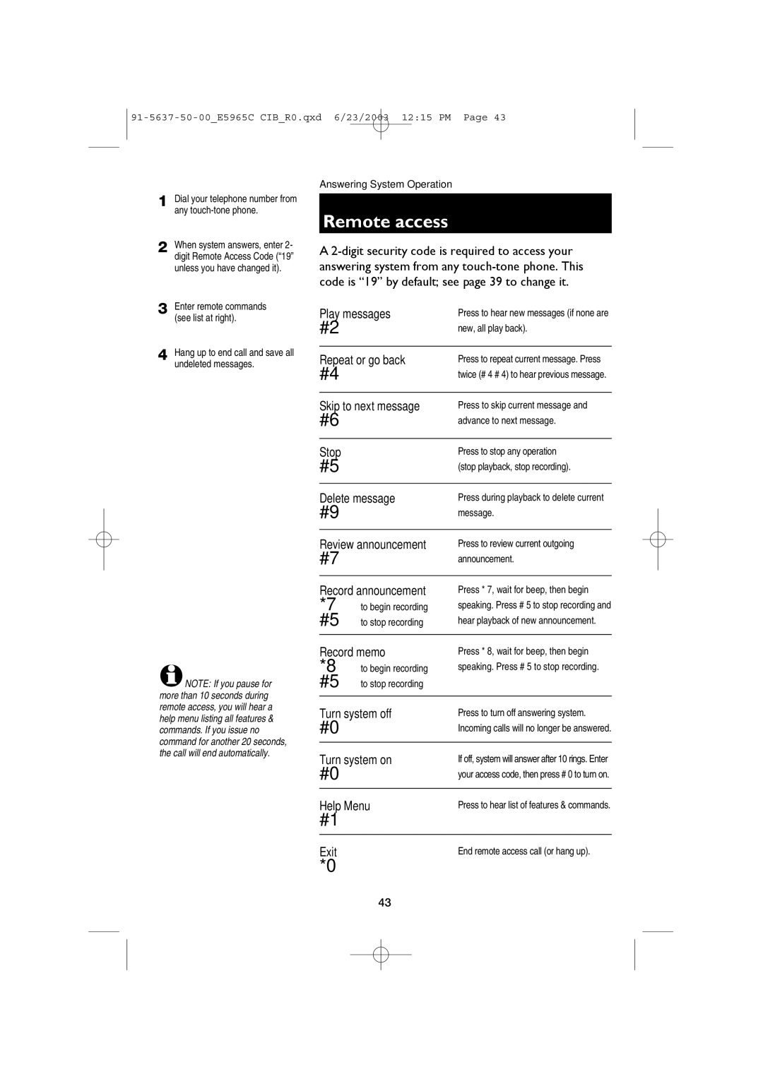 AT&T AT&T E5965C user manual Remote access 